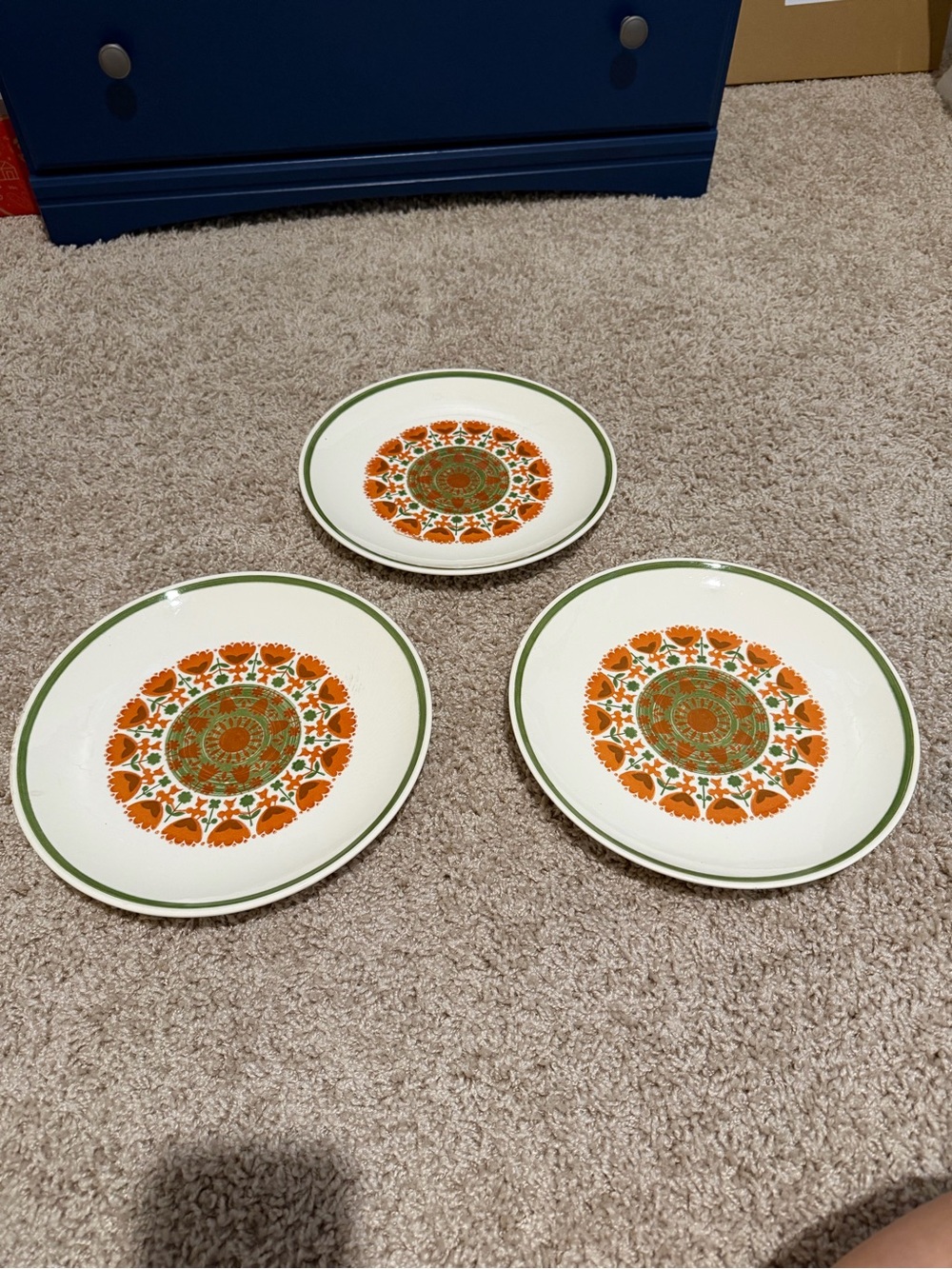 Vintage-Inspired Orange & Green Floral Dinner Plate - Royal Ironstone